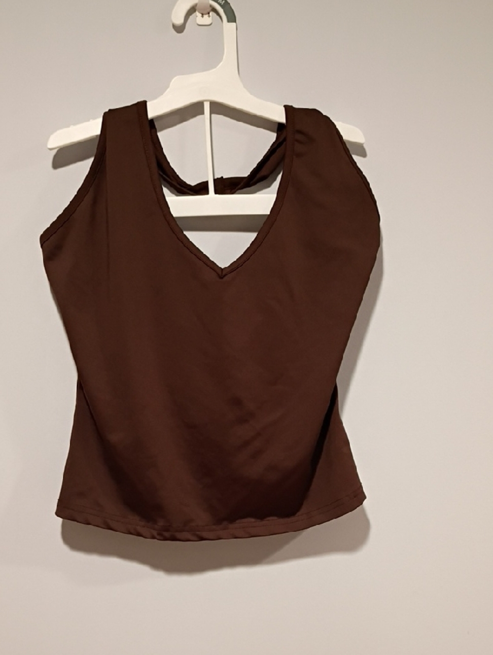SHEIN Chocolate Brown V-Neck Tank Top